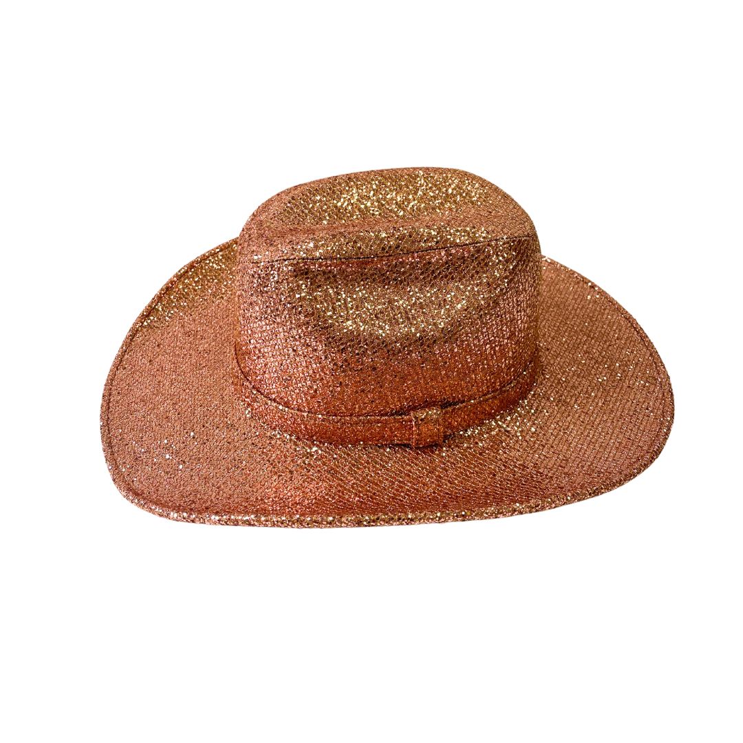 GLITTER COWBOY HAT - ROSE GOLD