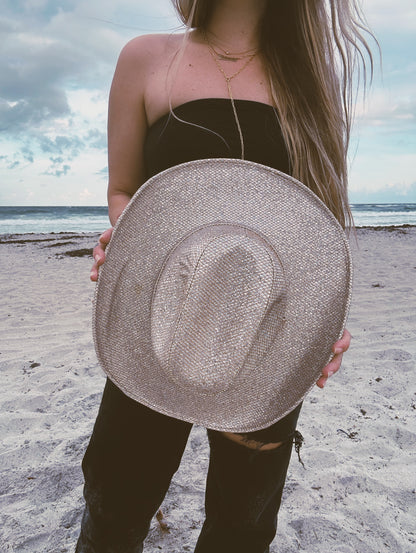 GLITTER COWBOY HAT - SILVER