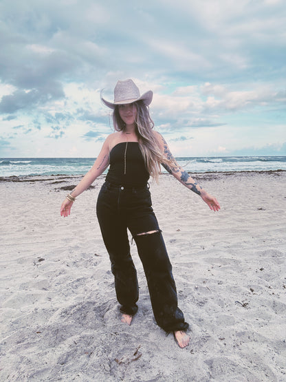 GLITTER COWBOY HAT - SILVER