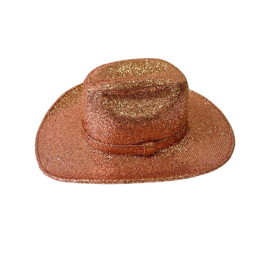 GLITTER COWBOY HAT - ROSE GOLD